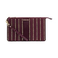 Michael Kors Womens Brooklyn Suede Grommet Wristlet Handbag Purple Small