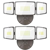 Onforu 2 Pack 60W Flood Lights Outdoor, 6000LM LED Flood Light Outdoor Switch Controlled, IP65 Waterproof Outdoor Flood Light Fixture with 3 Adjustable Heads, 6500K Security Light for Eave Garden Yard