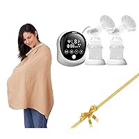 Nursing Cover for Breastfeeding（Brown） & Ultra Strong Suction Power Double Electric Breast Pump