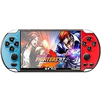 X7Plus 5.1-inch Portable Retro Handheld Game Console, Support 10500+ Free Games PS1/GBC/GBA/FC/MD/Arcade, Dual Joystick Console/MP3/MP4/MP5/Video/Music Birthday Gift for Kids（Red & Blue）