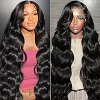 13x6 Lace Front Wigs Human Hair Pre Plucked 200 Density Body Wave HD Lace Front Wigs for Women Human Hair Glueless (28 Inch, Natural Color)
