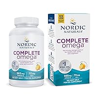 Nordic Naturals Complete Omega, Lemon Flavor - 120 Soft Gels - 565 mg Omega-3 - EPA & DHA with Added GLA - Healthy Skin & Joints, Cognition, Positive Mood - Non-GMO - 60 Servings