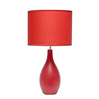 Simple Designs LT2002-RED Oval Bowling Pin Base Ceramic Table Lamp, Red