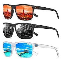 Square Polarized Sunglasses for Men and Women Lightweight Frame Sun Glasses with UV Protection