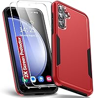 Oterkin for Samsung Galaxy S23 FE Case, [3 in 1] Galaxy S23 FE 5G Case with [2Pcs Tempered Glass Screen Protector][10FT Military Grade Defense][Heavy Duty Protection] S23 FE 5G Case (Red)