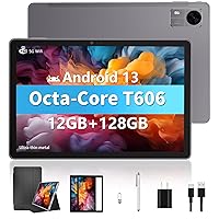 Android 13 Tablet, 10 inch Tablets with Case, Stylus, 12GB RAM 128GB ROM 1TB Expand, Octa Core Processor, 6000mAh, 2.4G/5G WiFi, GPS, FM, Dual Camera, FHD Touch Screen (Black)