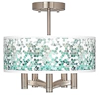 Aqua Mosaic Ava 5-Light Nickel Ceiling Light with Print Shade