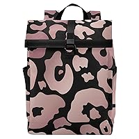 ALAZA Rose Gold Leopard Print Pink Cheetah Animal Large Laptop Backpack Purse for Women Men Waterproof Anti Theft Roll Top Backpack, 13-17.3 inch