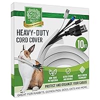 Heavy Duty Cord Cover - White, 10ft - Ultra Durable Electrical Cable and Wire Protector for Rabbits, Dogs, Cats and Other Pets - Cord Management and Animal Protection