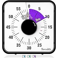 7.5 Inch Visual Timer, 60 Minute Oversize Countdown Visual Timer for Kids, Mechanical Time Management Tool with Cartoon Pattern (Purple)