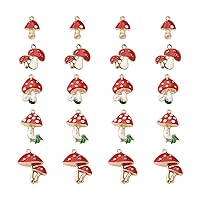 20pcs Alloy Enamel Mushroom Pendant Charms 5 Shapes Red Mushroom with Resin Imitation Pearl 23x15.5mm for DIY Bracelet Necklace Jewelry Crafts Making Hole: 2mm