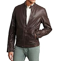 Stylish Men Biker Motorcycle Zipper Slim Fit Leather Casual Jacket A487