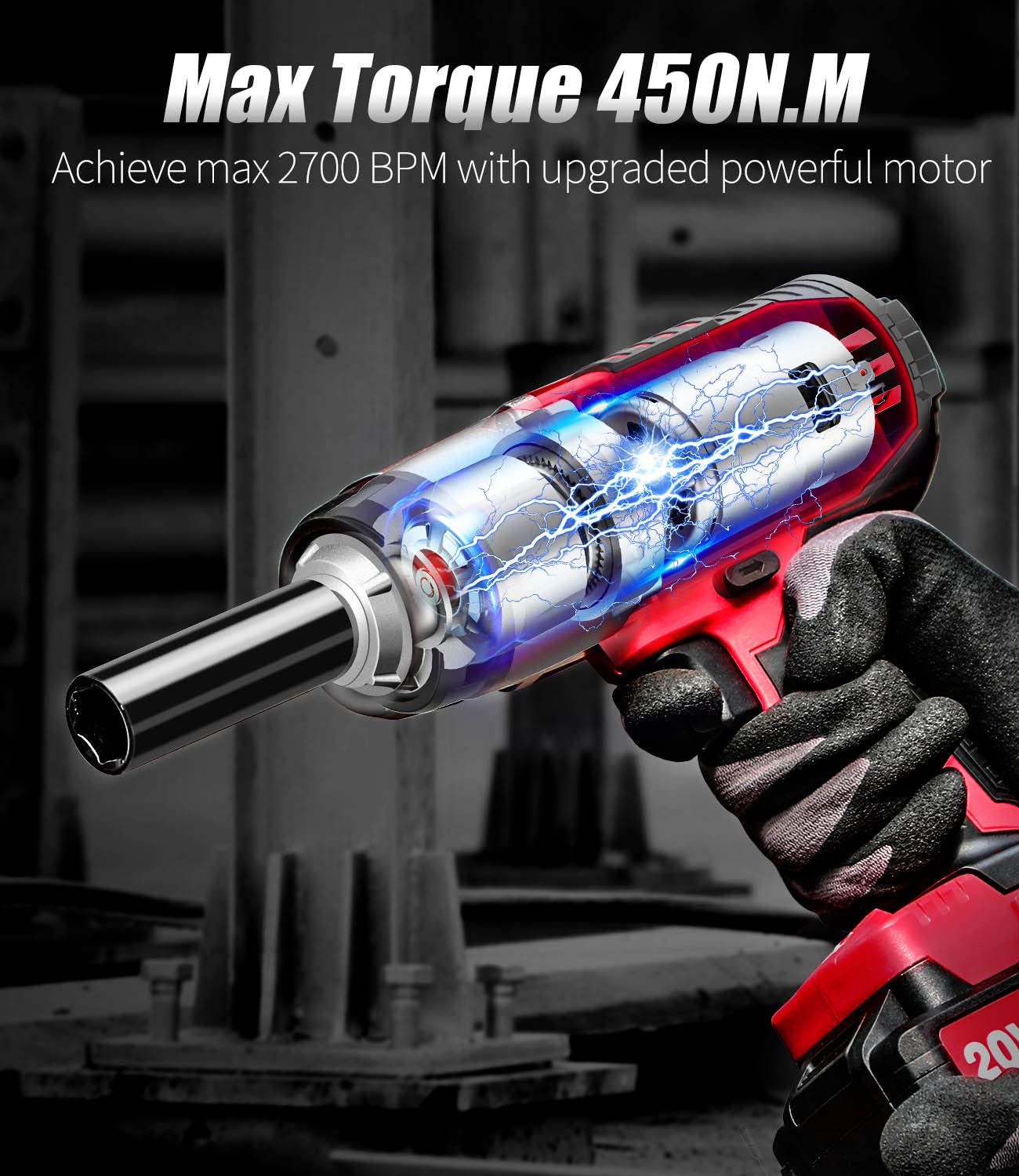 AVID POWER Cordless Impact Wrench, 1/2 Impact Gun w/Max Torque 330 ft lbs (450N.m), Power Impact Wrenches w/ 3.0A Li-ion Battery, 4 Pcs Impact Sockets and 1 Hour Fast Charger, 20V Impact Driver Kit