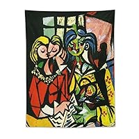 JU XIANG Pablo Picasso Tapestry，Pablo Picasso's Two Figures Paintings Wall Tapestry Art Print Tapestries Room Hanging Picture Modern Home Decor 30