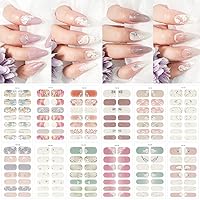 KTAABTR 14 Sheets Nail Wraps Flowers Design Nail Sheet Supply Self Adhesive Nail Stickers Full Nail Wraps Decoration White Flowers Nail Decals Flowers Nail Strips for Women Girls DIY Manicure Tips