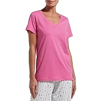 HUE Women's Sleepwell Basic Short Sleeve V-Neck T-Shirt for Lounging Or Sleeping, Made with Temperature Regulating Technology