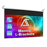 Akia Screens 100 inch Projector Screen Pull Down Manual B 16:9 8K 4K HD 3D Ceiling Wall Mount White Projection Screen Retractable Auto Locking AK-M100H1 with 10 inch L-Bracket White AK-ZLB10W