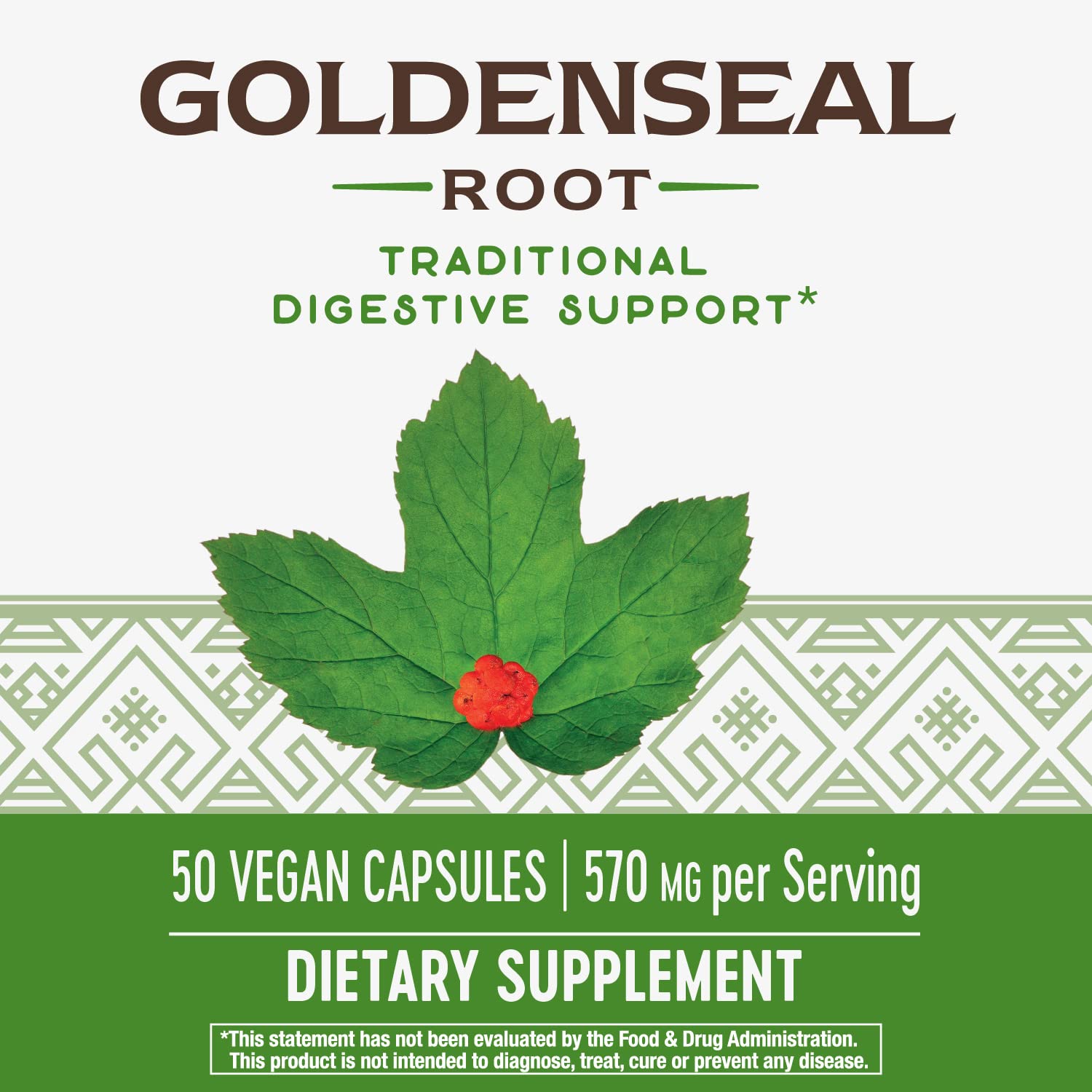 Nature's Way Goldenseal Root Traditional Digestive Support* Non-GMO Project Verified Vegan 50 Capsules