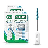 GUM Soft-Picks Wide Space, Easy to Use Dental Picks for Teeth Cleaning Health, with Convenient Carry Case, Dentist Recommended Dental Picks, 100ct (3pk)