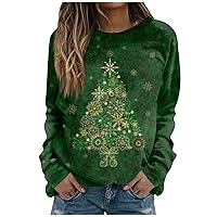 Women's Christmas Sweaters Fashion Casual Long Sleeve Printed Round Neck Sweatshirt Top Sweatshirt