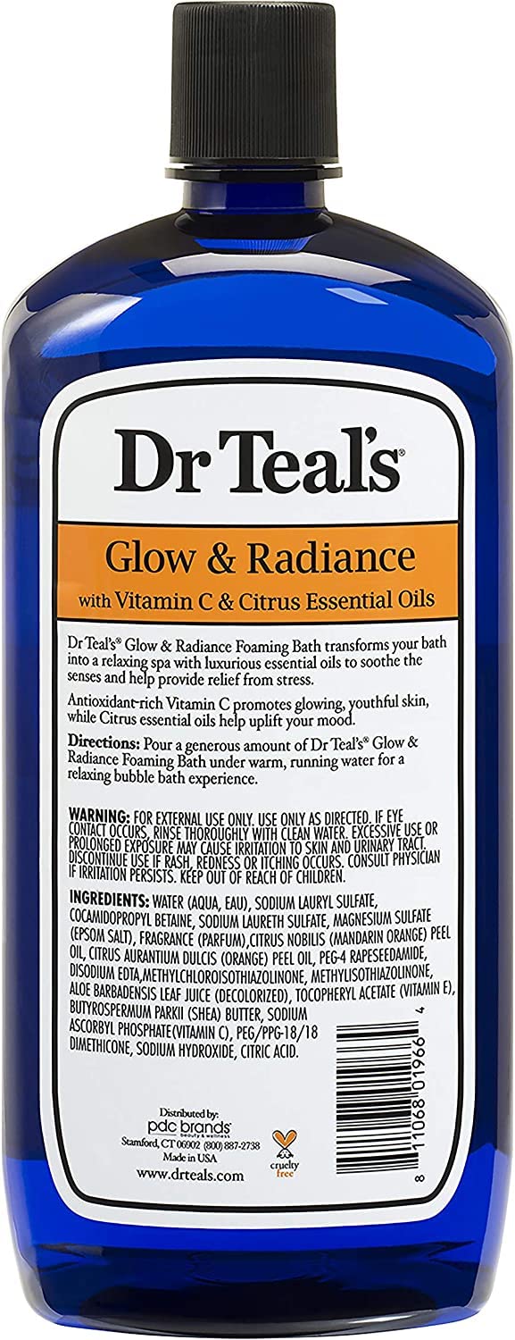 Dr. Teal's Foaming Bath Variety Gift Set (2 Pack, 34oz Ea.) - Melatonin Sleep Soak & Glow & Radiance with Vitamin C and Citrus Essential Oils - Moisturizes Skin & Promotes a Better Nights Sleep