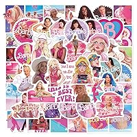 50PCS 𝓑𝓪𝓻𝓫𝓲𝓮 Stickers,Pink Movie Princess Cute Waterproof Vinyl Sticker for Water Bottle Laptop Phone Skateboard Bike Luggage Guitar,Birthday Party Decorations