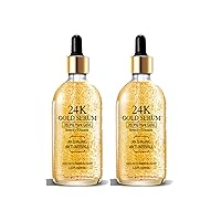 24K Gold Serum for Face, 2Pack Skin Tone Even Anti Aging Moisturizer with Vitamin,Skin Care Glow Collagen Booster Serum Hyaluronic Acid for Dark Spots & Fine Lines, 2.02fl oz