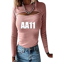 EFOFEI Women's Sexy Fashion Hollow T-Shirt Solid Color Fitting Elegant Long Sleeve Top