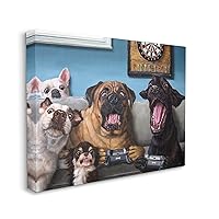 Funny Dogs Playing Video Games Livingroom Pet Portrait, Designed by Lucia Heffernan Canvas Wall Art, Blue, 16x20