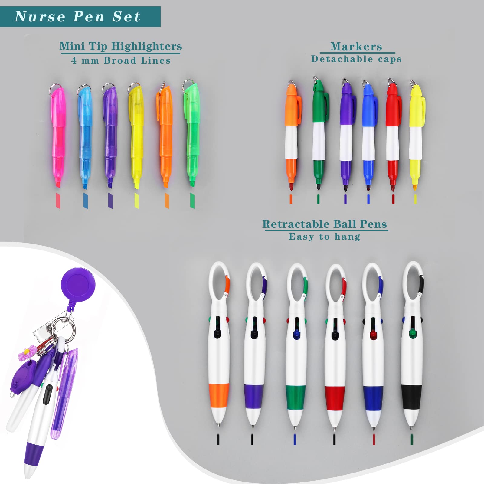 Badge Reel Nurse Pen, Nurse Permanent Marker, Nurse Pen Light, ID Badge Reel
