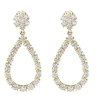 4.5 Carat Natural Diamond (F-G Color, VS1-VS2 Clarity) 14K Yellow Gold Luxury Drop Earrings for Women Exclusively Handcrafted in USA