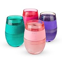Host Cooling Cup Set of 4 Double Wall Insulated Freezable Drink Chilling Tumbler with Freezing Gel, Glasses for Red and White Wine, Assorted