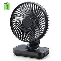Aluan Small Desk Fan, Quiet Portable Fan, Rechargeable Battery Operated Personal Fan for Home Office Bedroom Desktop Table, 4 Speeds, Black