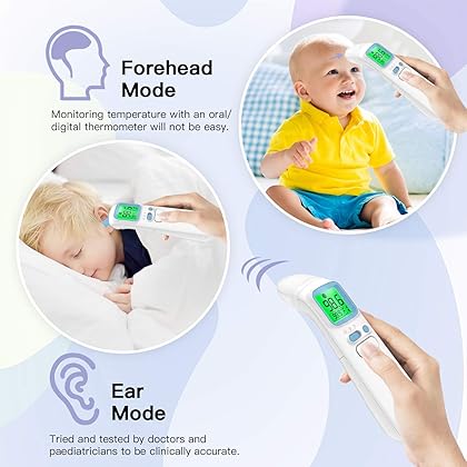 GoodBaby Touchless Thermometer for Adults,Forehead and Ear Thermometer for Fever,Infrared Magnetic Thermometer for Baby Kids Adults Surface and Room