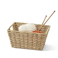 Artera Medium Wicker Storage Baskets - Woven Seagrass Basket for Organizing, Stackable Natural Storage Bins with Handles for Laundry Room, Bathroom, Pantry, Closet, Shelf, 12