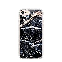 Case Designed for The Apple iPhone SE, iPhone 8/7, Lightning (Black Marble) - Military Grade Protection - Drop Tested - Protective Slim Clear Case