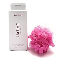 Cherry Vanila & Macaron Body Wash by Native 18 oz (Pack of 1) + Loofah