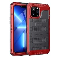 for iPhone 13 Pro Max Case Waterproof with Built-in Screen Protector Full Body Rugged Hard Silicone, Military Grade Shockproof Dustproof Protective Cover 6.7 Inch (Red)