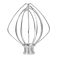 Stainless Steel Wire Whip Attachment for KitchenAid 5-6 Quart Bowl-Lift Stand Mixers, Wire Whisk Replacement for K5AWW, Egg Cream Whisk, Dishwasher Safe, Silver