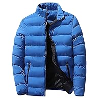 Cotton Puffer Jacket Men Lightweight Warm Winter Coat Stand Collar Quilted Waterproof Windproof Insulated Jackets