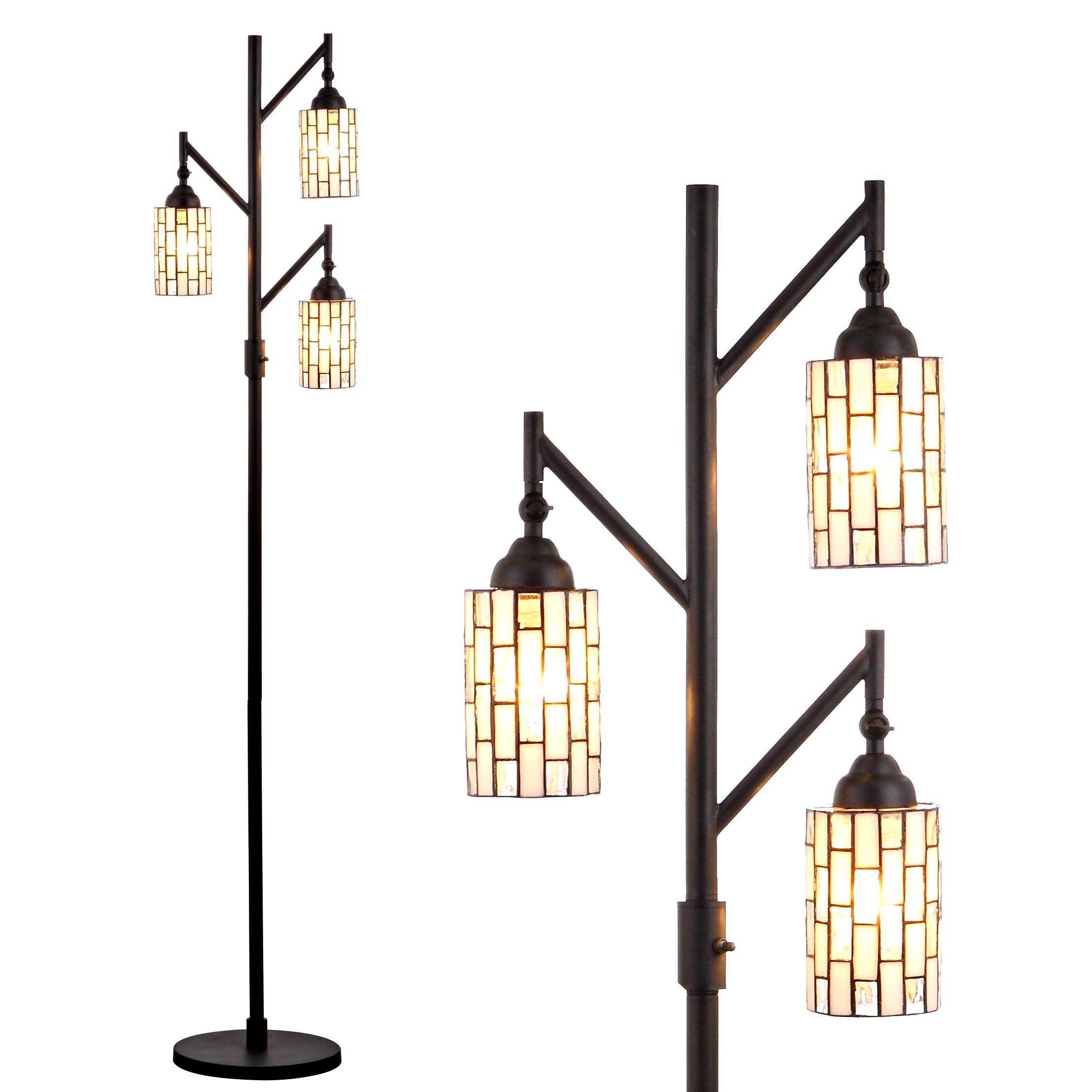 Tiffany-Style 71" Multi-Light LED Floor Lamp, Bronze, Traditional, 3 Lights