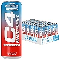 C4 Smart Energy Drink - Sugar Free Performance Fuel & Nootropic Brain Booster, Coffee Substitute or Alternative | Cherry Berry Lime 12 Oz - 24 Pack