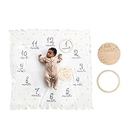 Pearhead Hello World Milestone Blanket & Prop, Baby Milestone Monthly Updates, Baby Growth Blanket, Photo Posing Props, Newborn and New Parent Baby Gift, Nursery Décor