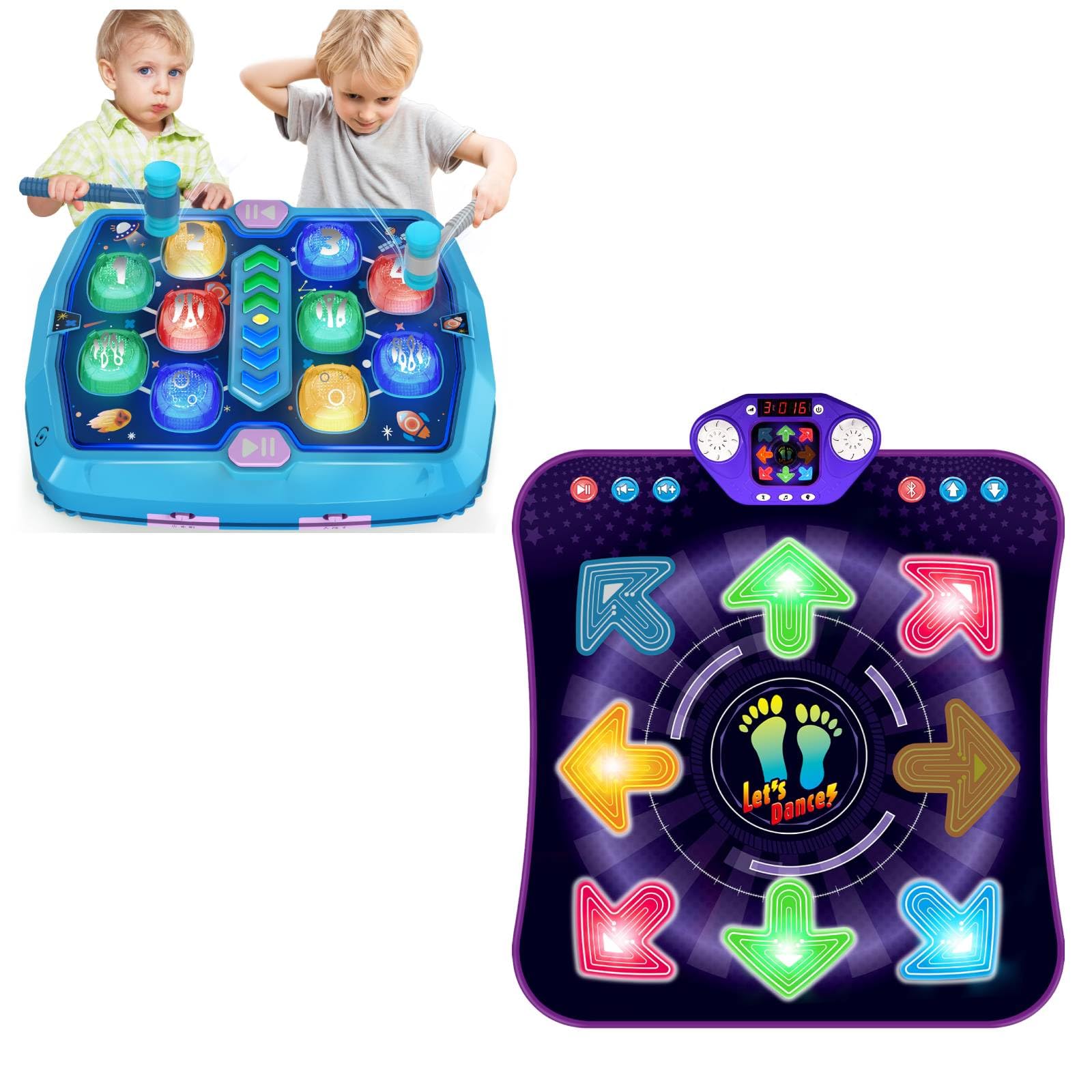 Whack a Mole Games for Toddlers - 8 Buttons Light Up Dance Mat for Kids Ages 3 4-8 8-12