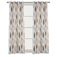 Country Leaf Curtains 96 inch Blossom Room Darkening Blackout Lined Curtains Panel Drapes Living Room Metallic Grommet Top Draperies,1 Panel