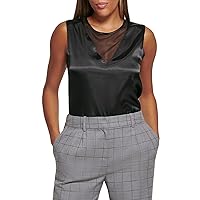 Calvin Klein Women's Back Keyhole + Button Closure Wear to Work Suits Woven Top