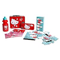 Hello Kitty Tin Box Gift Set for Kids - Tin Box, Tin Pencil Case, Water Bottle, Puzzle, Stickers