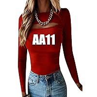 EFOFEI Women's Sexy Fashion Hollow T-Shirt Solid Color Fitting Elegant Long Sleeve Top