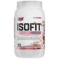 IsoFit Whey Protein Powder Instantized 100% Whey Protein Isolate | Muscle Recovery, Naturally High EAAs & BCAAs | Fast Absorbing, Easy Digestion | Strawberries & Cream 30 serv