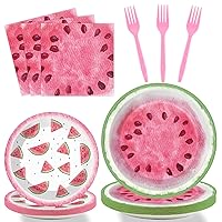 96 Pieces Watermelon Party Decorations Supplies Watermelon Birthday Party Tableware Set Pink Sweet Watermelon Plates for Girls Birthday Baby Shower Summer Fruit Watermelon Dinnerware Party Favors
